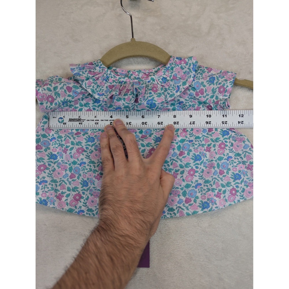 Jacadi Paris Baby Girl Blouse 3M Liberty Fabric Floral Ruffle Collar NWT - Picture 2 of 8